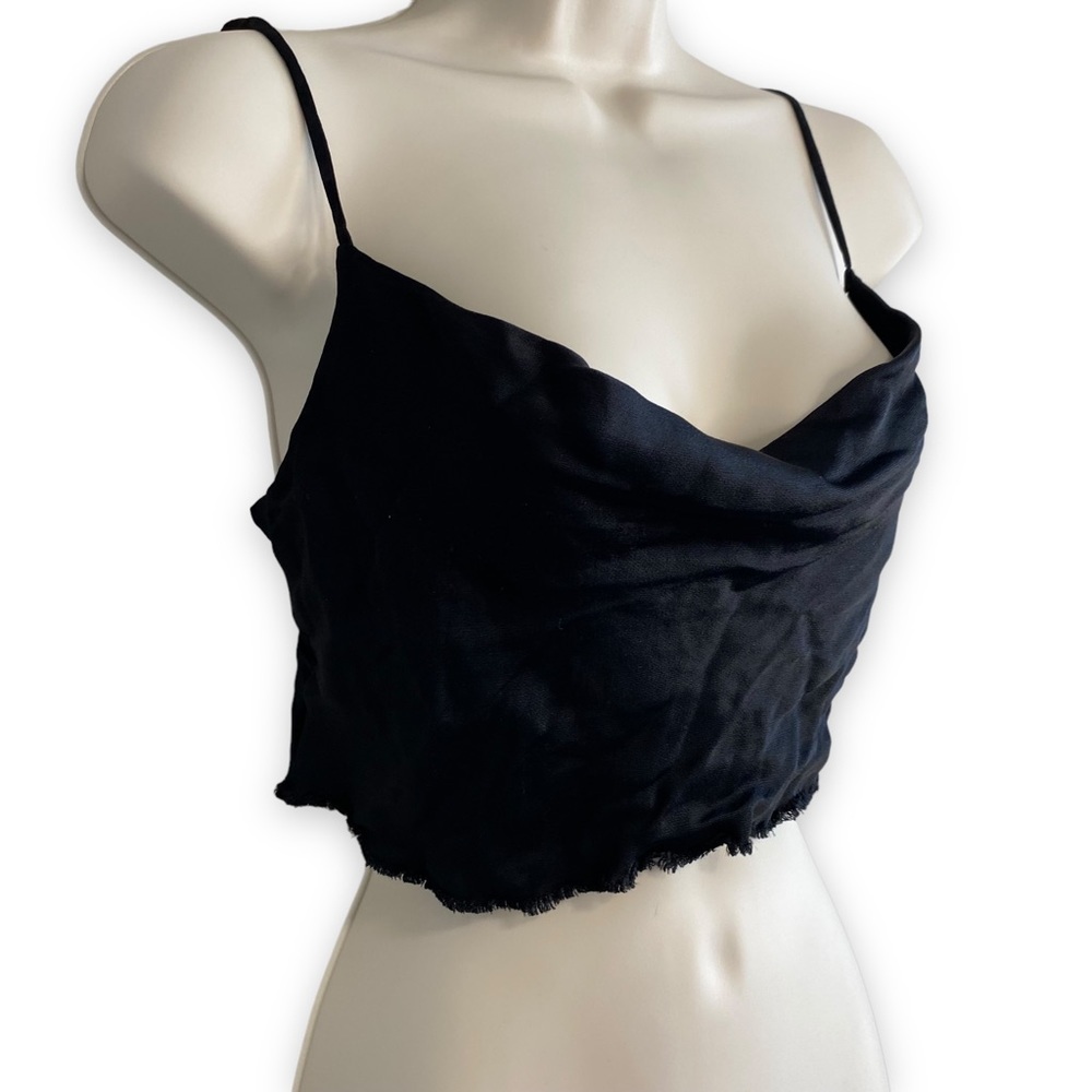 Aritzia Wilfred - Black Satin Crop Cami - Size XS